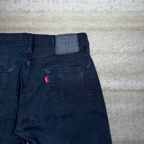 Levis Jeans 513 Slim Straight Fit Jet Black Wash Denim Paper Tag Distressed - Picture 3 of 7